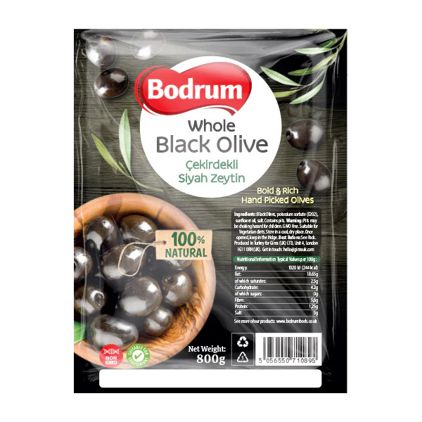 Bodrum Black Olives in Vacuum Pack 800g