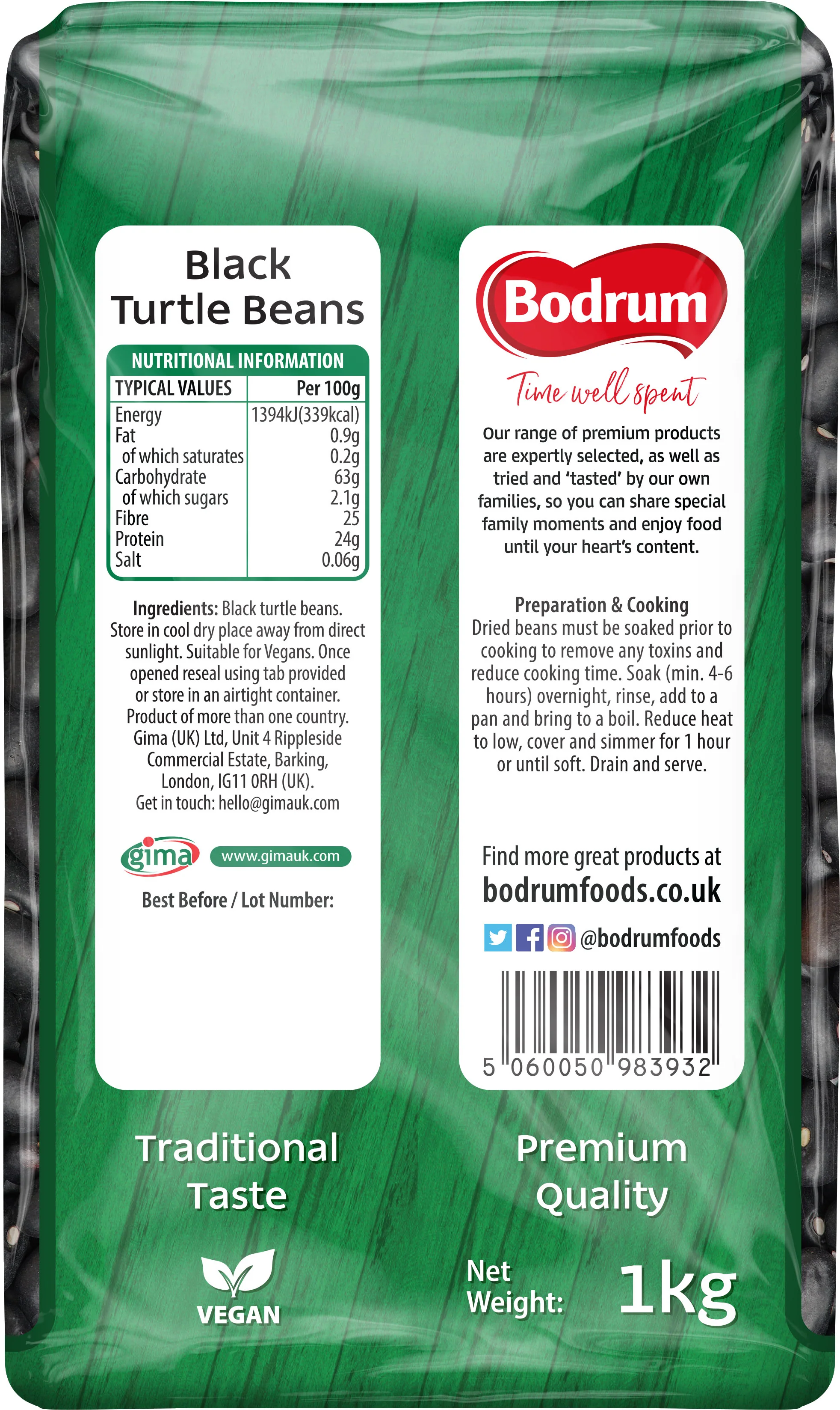 Bodrum Black Turtle Beans 1kg - Image 2