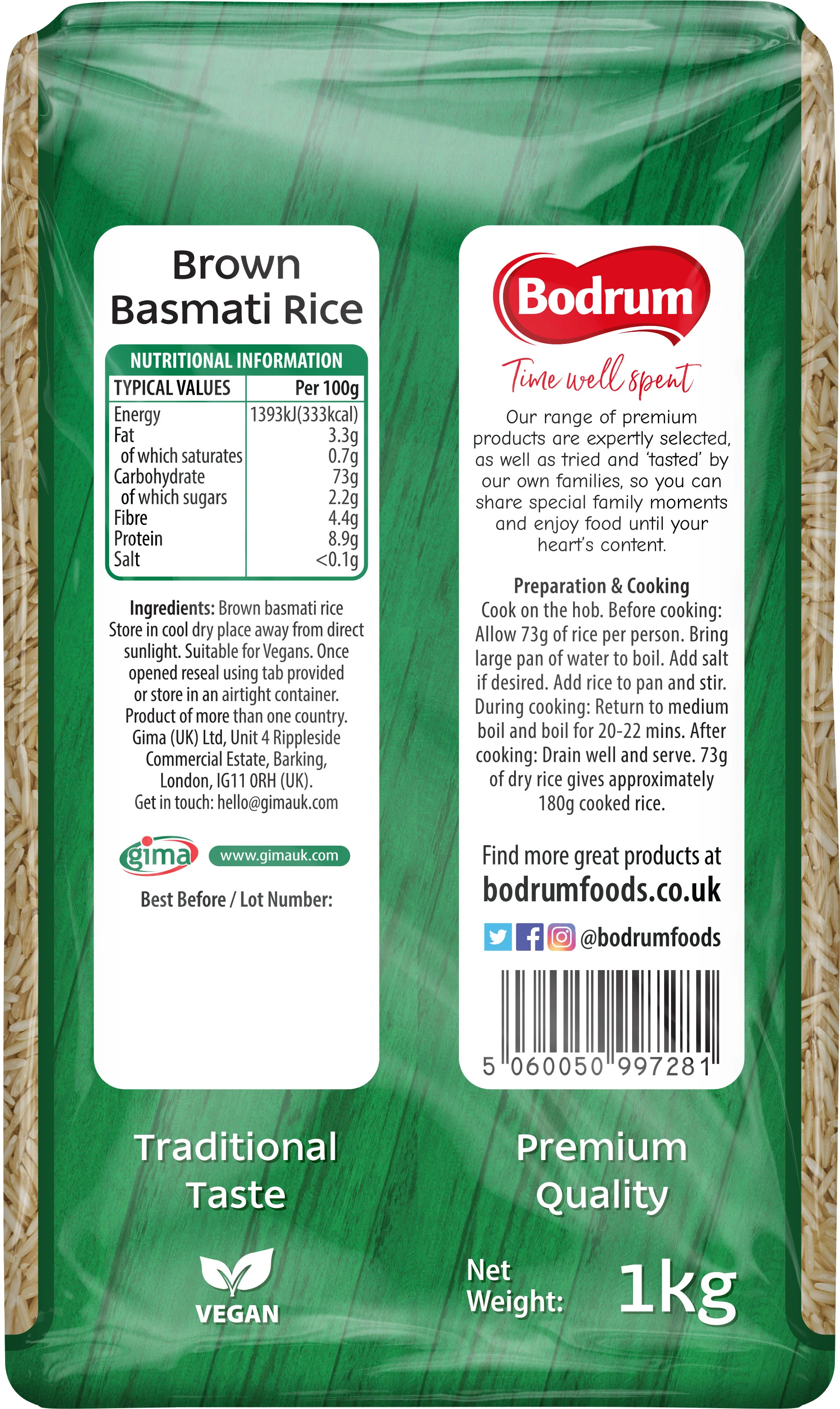 Bodrum Brown Basmati Rice 1kg - Image 2