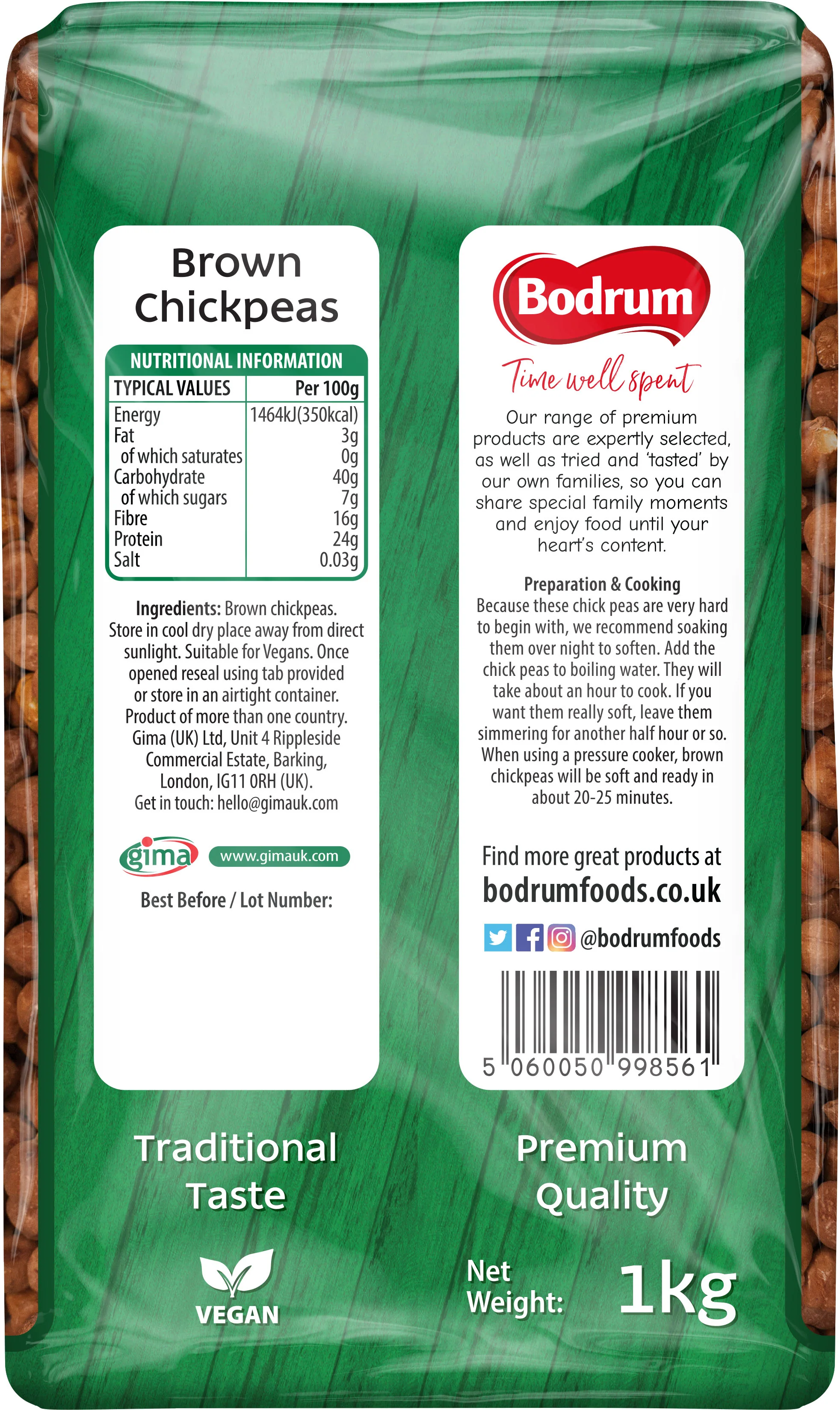 Bodrum Brown Chickpeas 1kg - Image 2