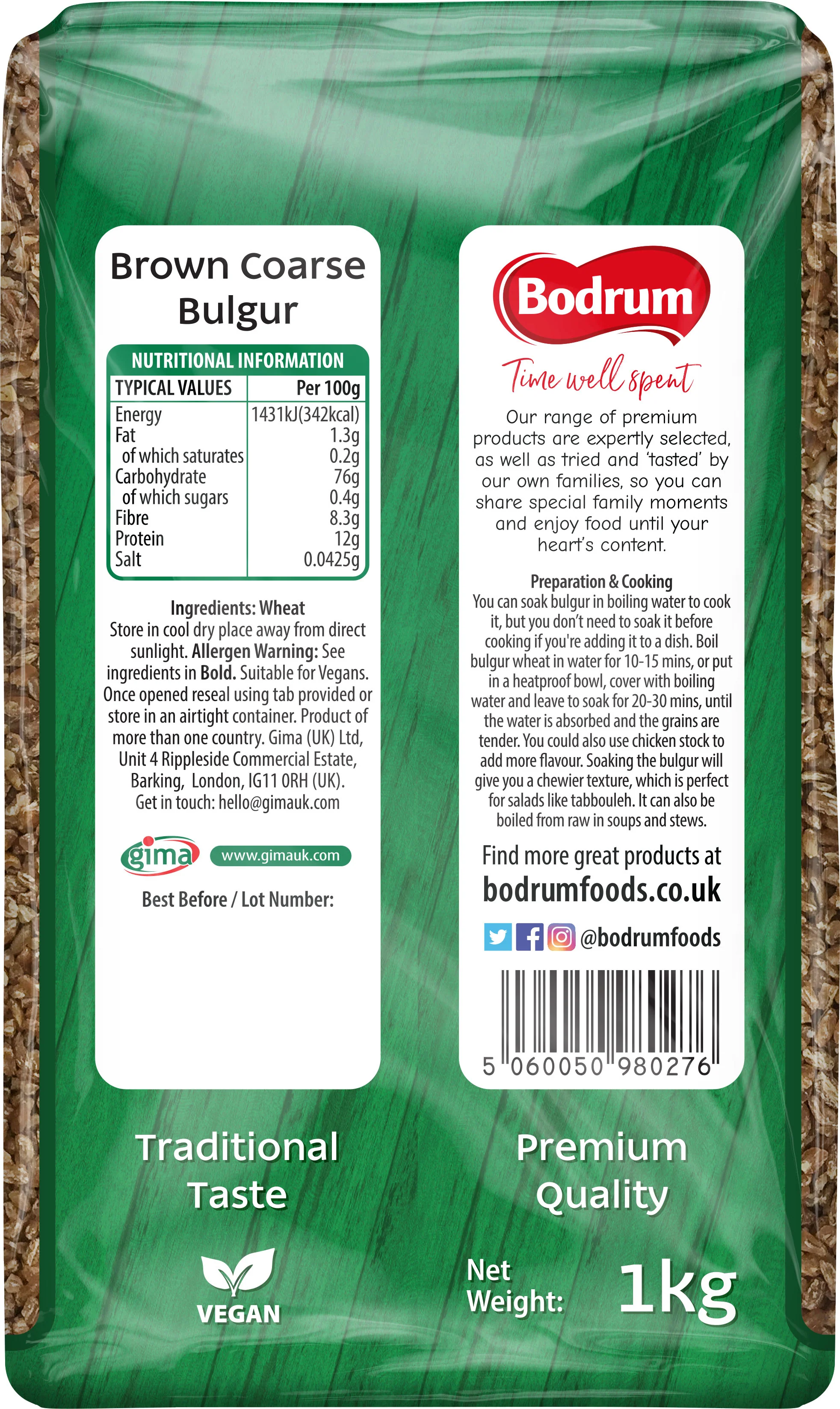 Bodrum Coarse Brown Bulgur 1kg - Image 2