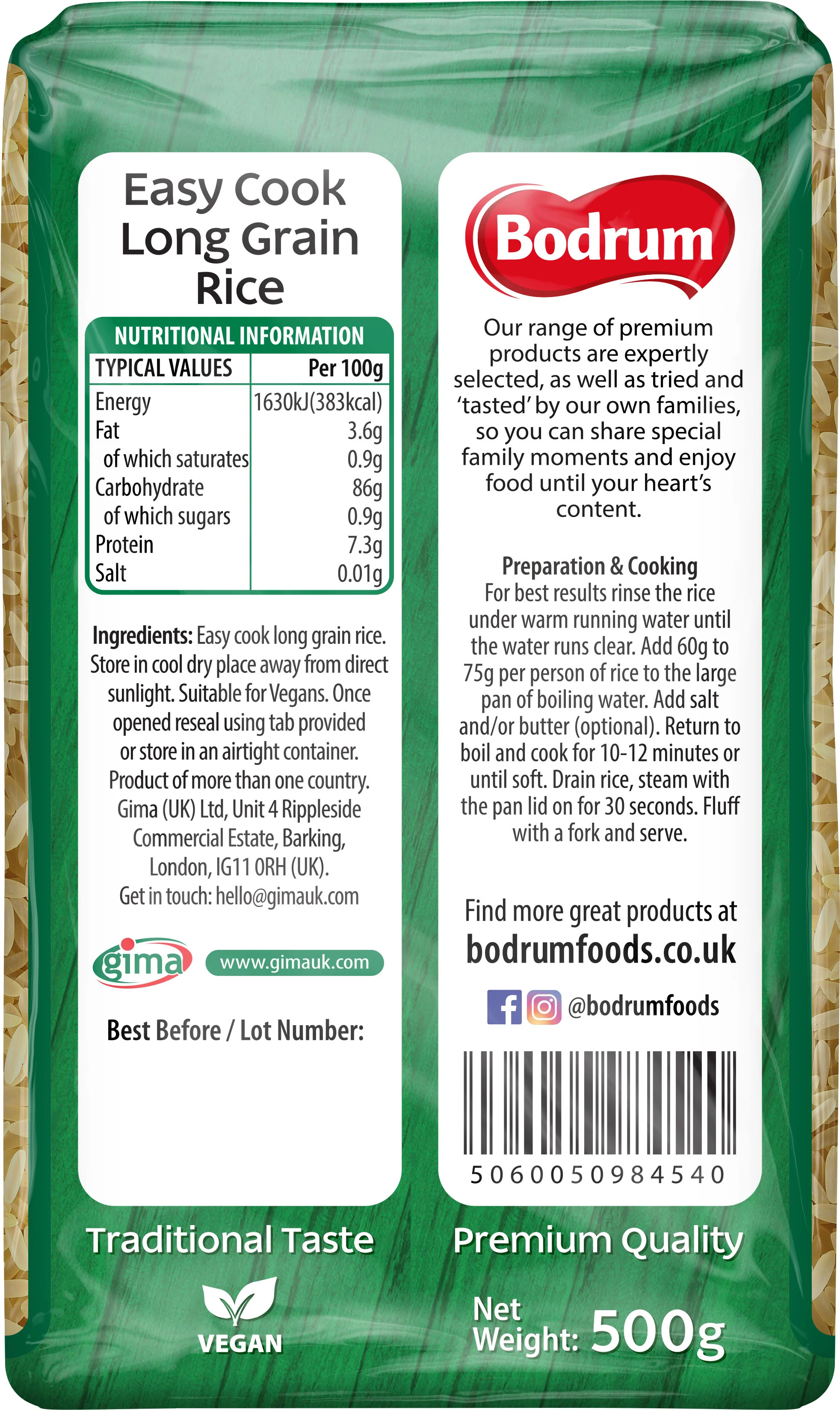 Bodrum Easy Cook Rice 500g - Image 2