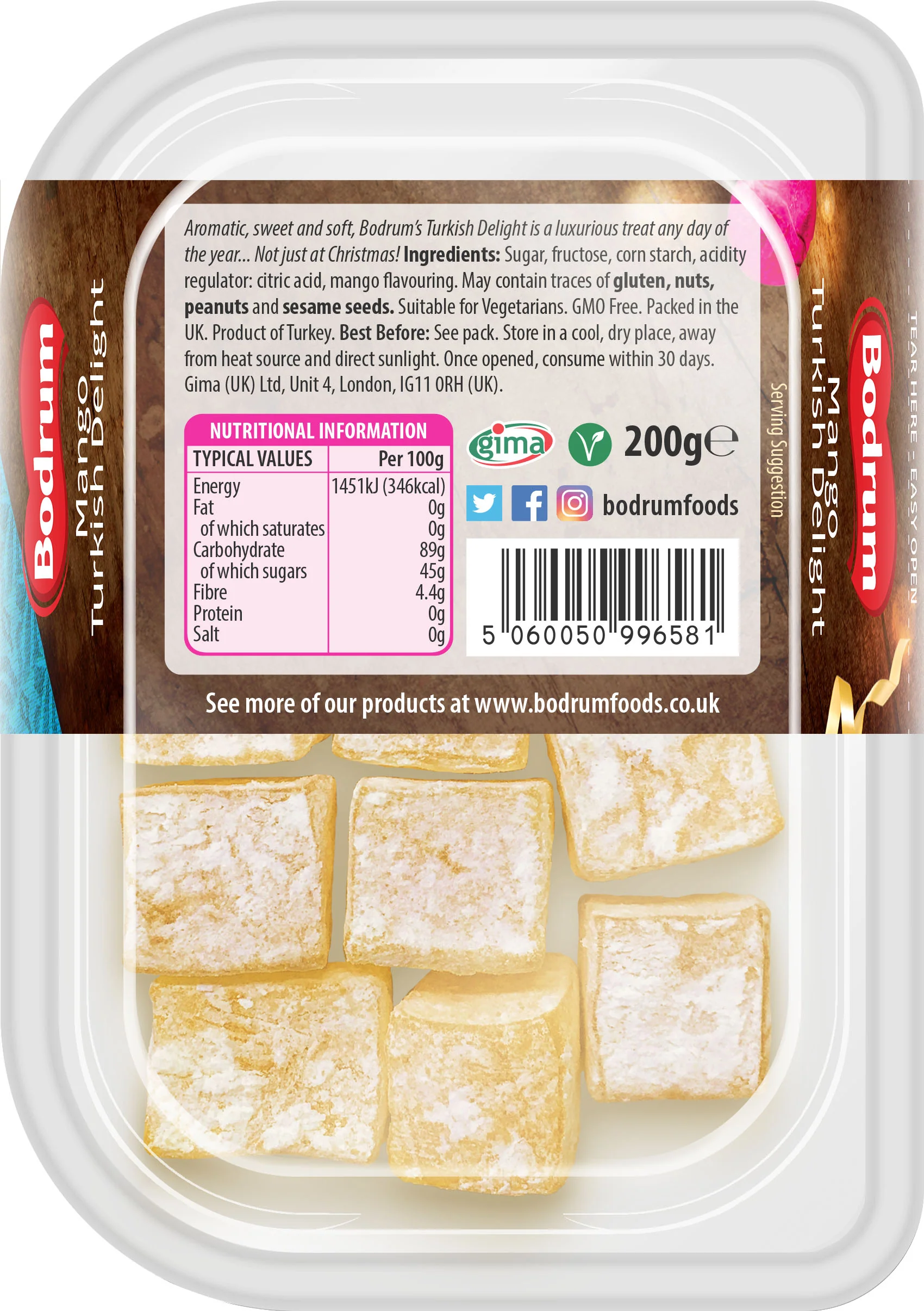 Bodrum Exotic Mango Turkish Delight 200g - Image 2