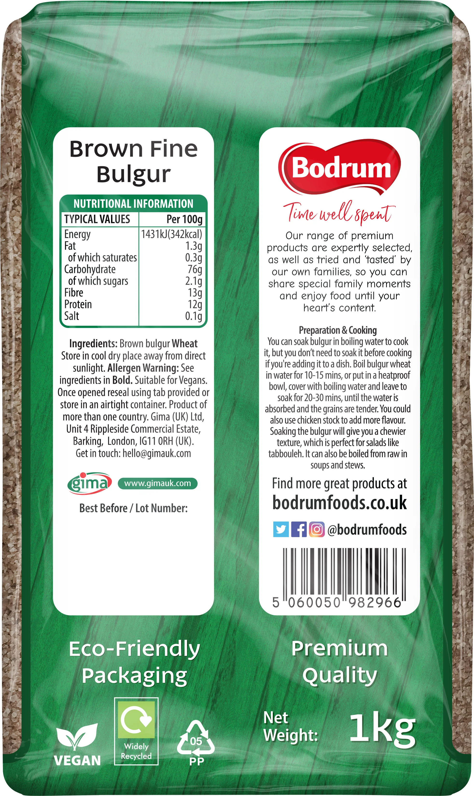 Bodrum Fine Brown Bulgur 1kg - Image 2