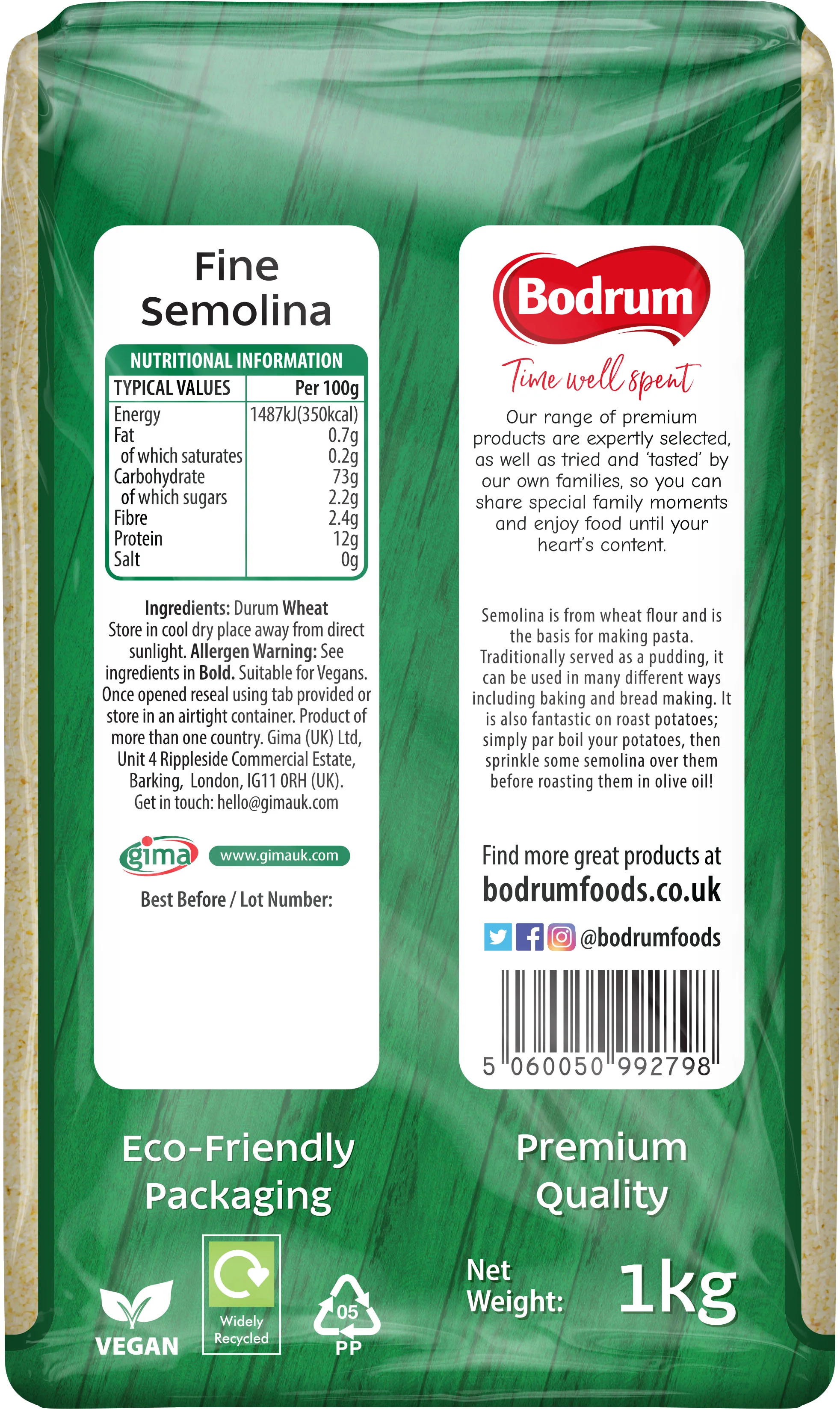 Bodrum Fine Semolina 1kg - Image 2