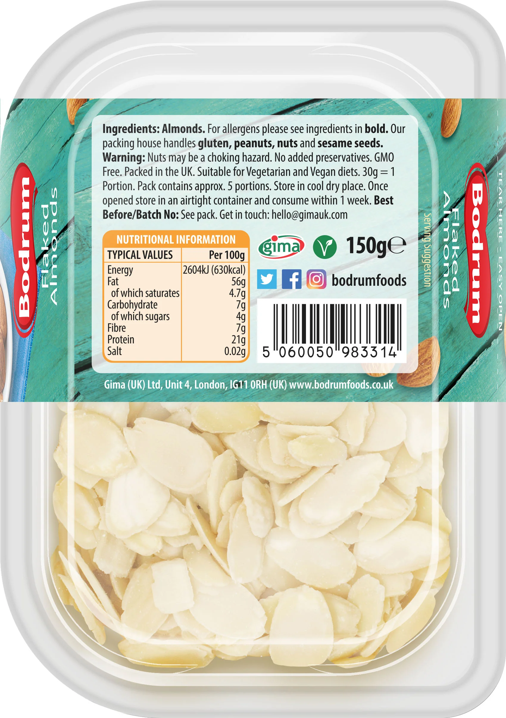 Bodrum Flaked Almonds 150g - Image 2