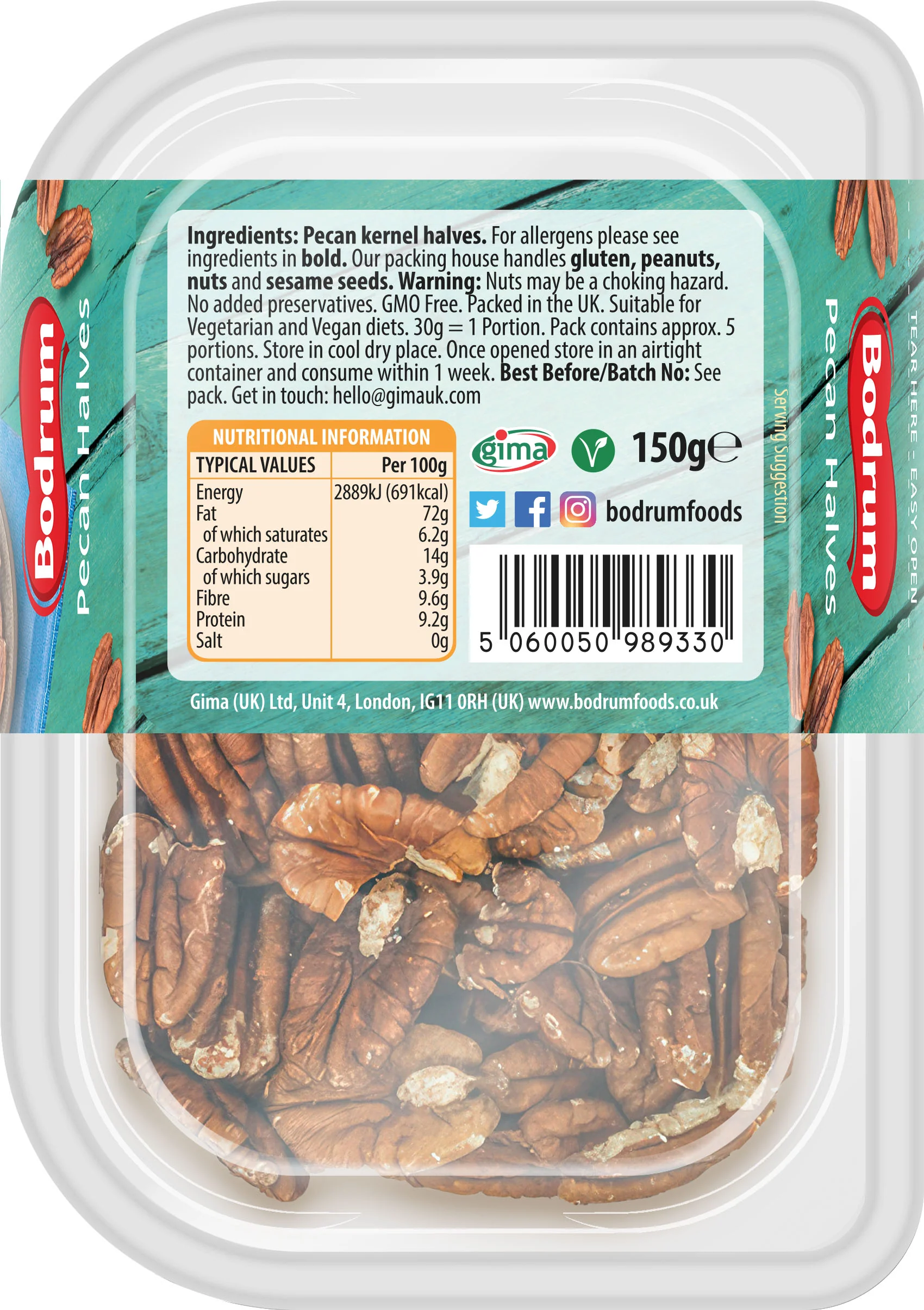 Bodrum Halved Pecan Nuts 150g - Image 2