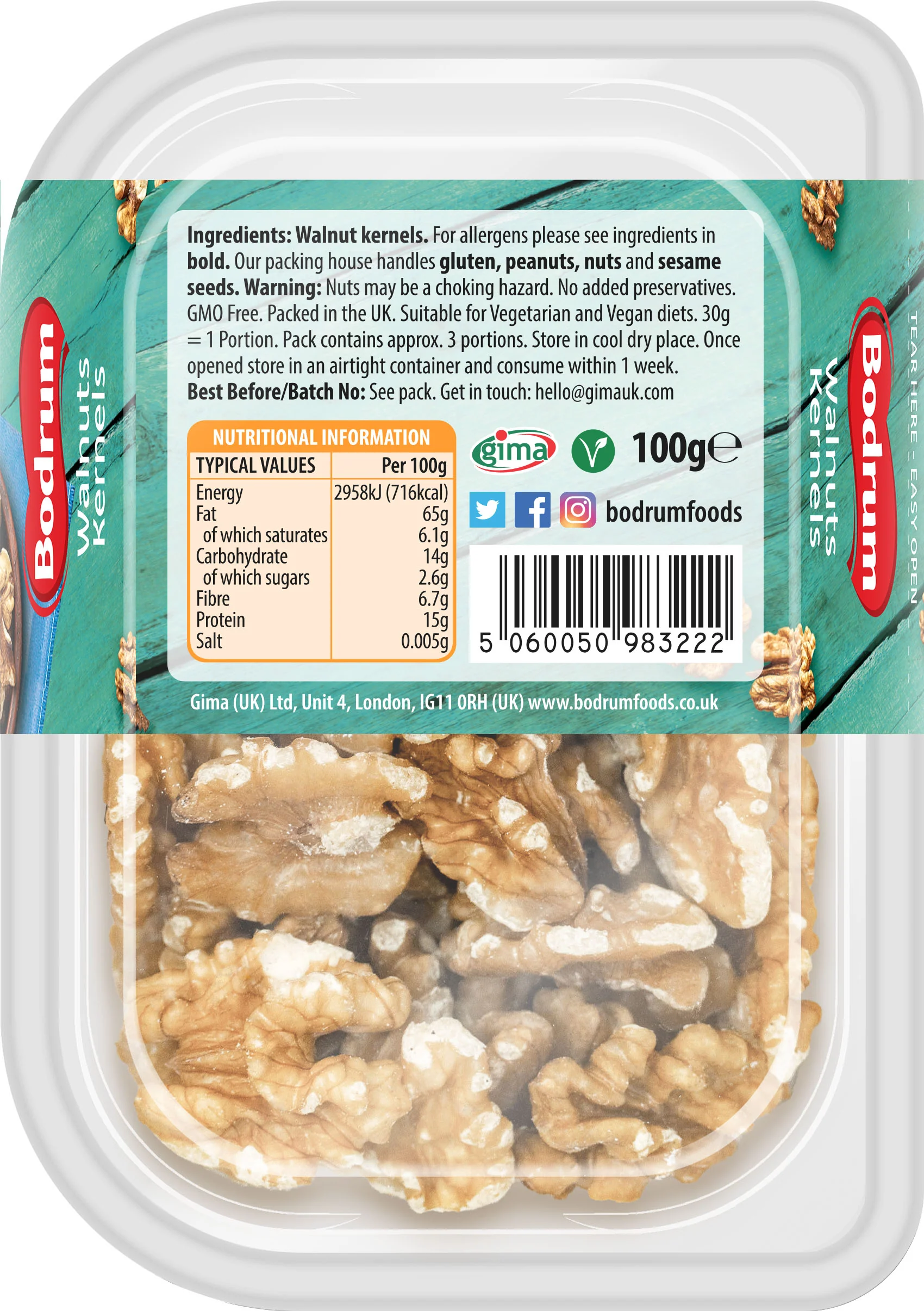Bodrum Hand Cracked Chilean Walnut Kernels 100g - Image 2
