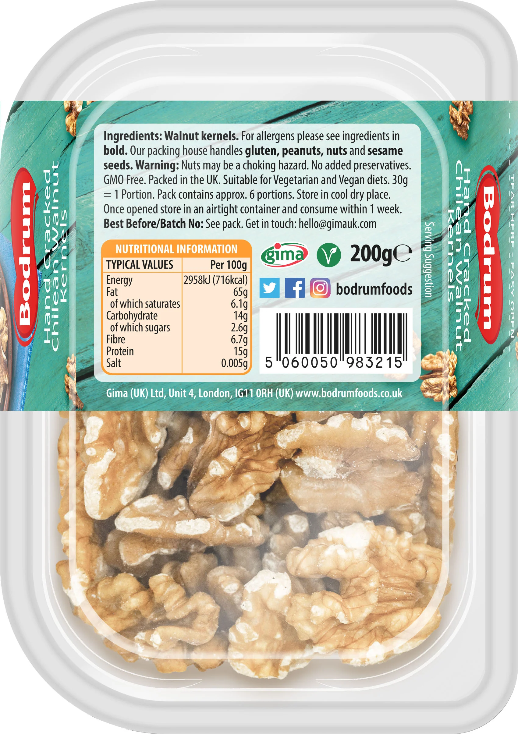 Bodrum Hand Cracked Chilean Walnut Kernels 200g - Image 2