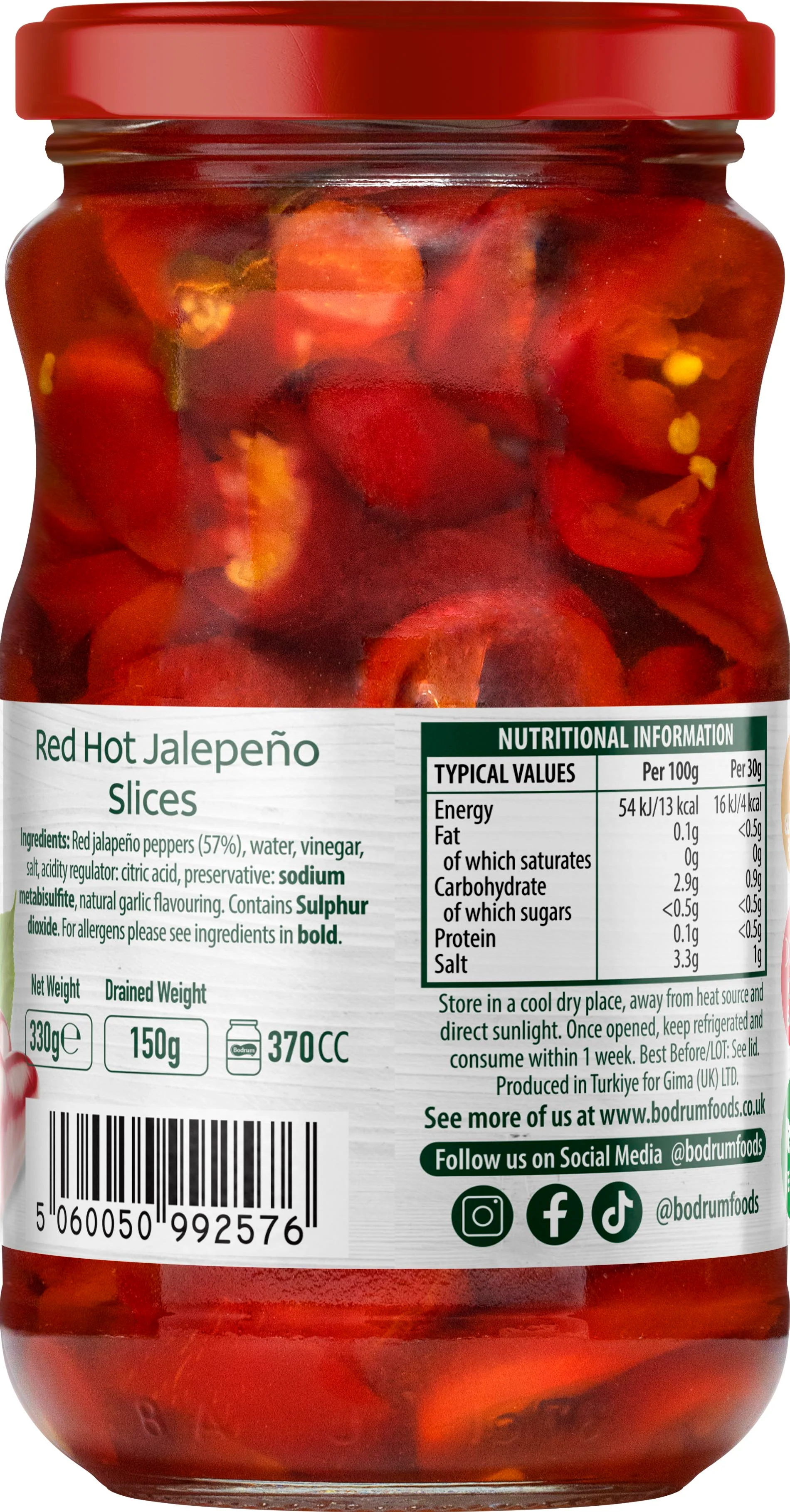 Bodrum Hot Red Jalepeno Slices 330g - Image 2