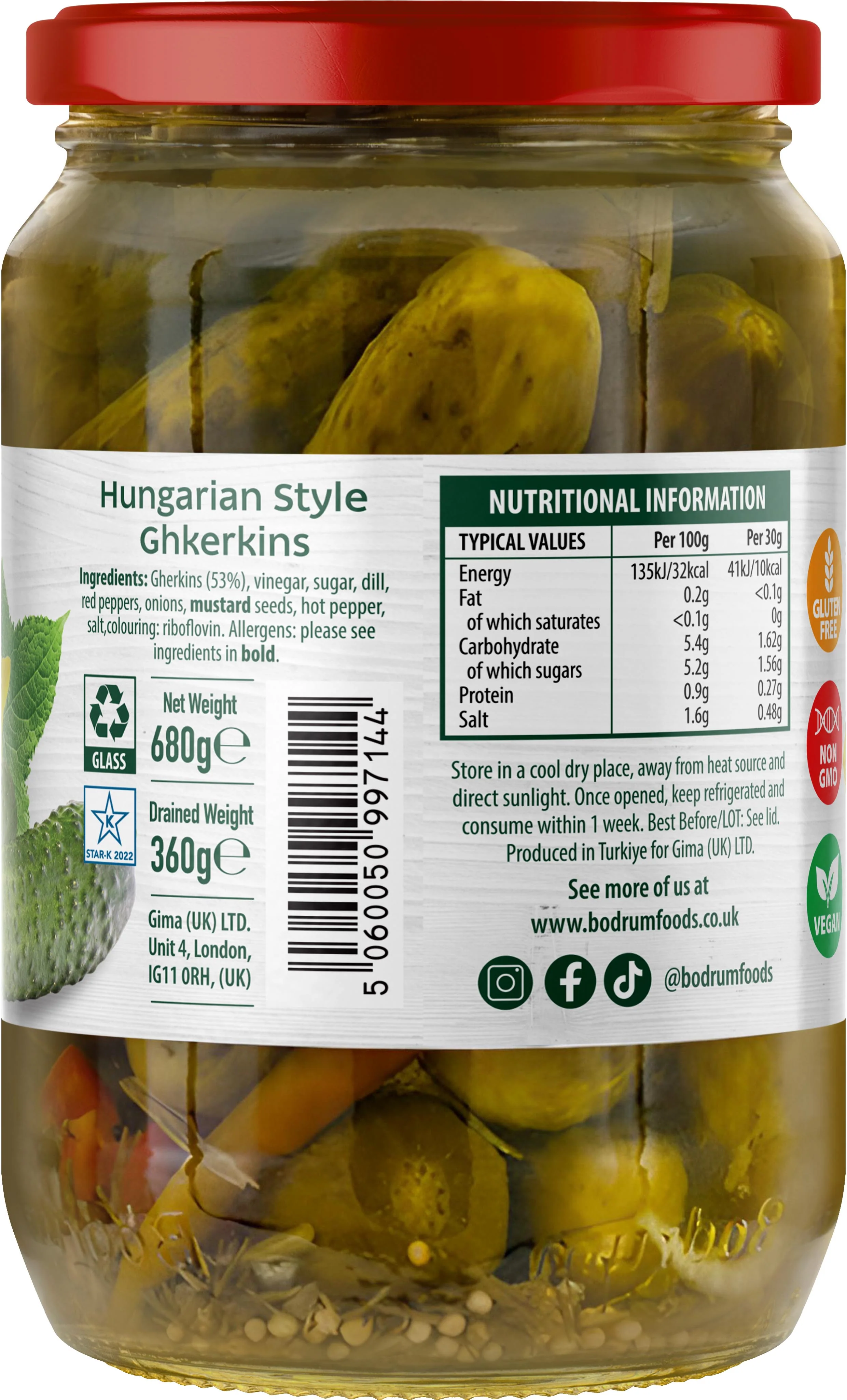 Bodrum Hungarian Style Gherkins 680g - Image 2
