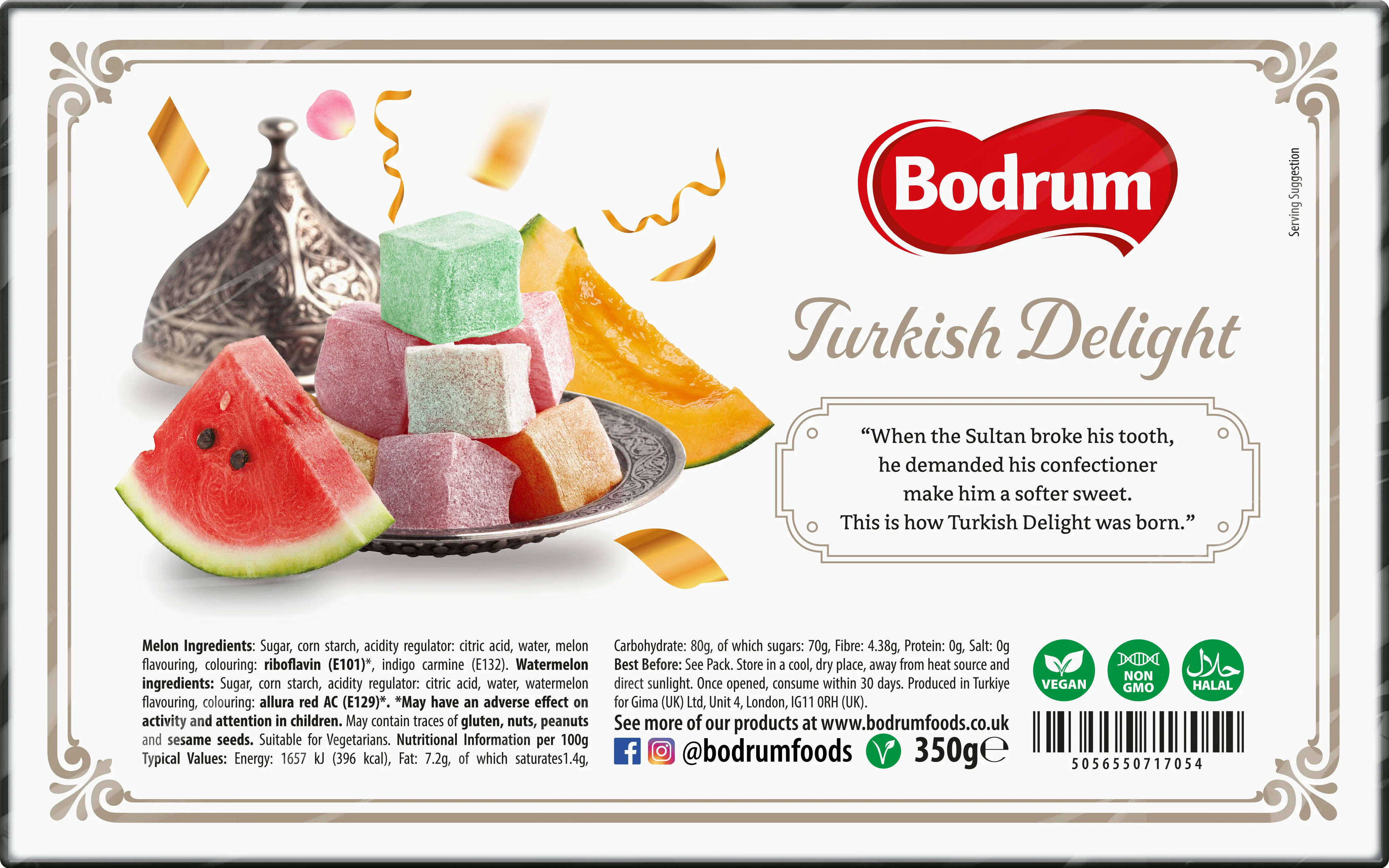 Bodrum Luxury Turkish Delight Melon Mix 350g - Image 2