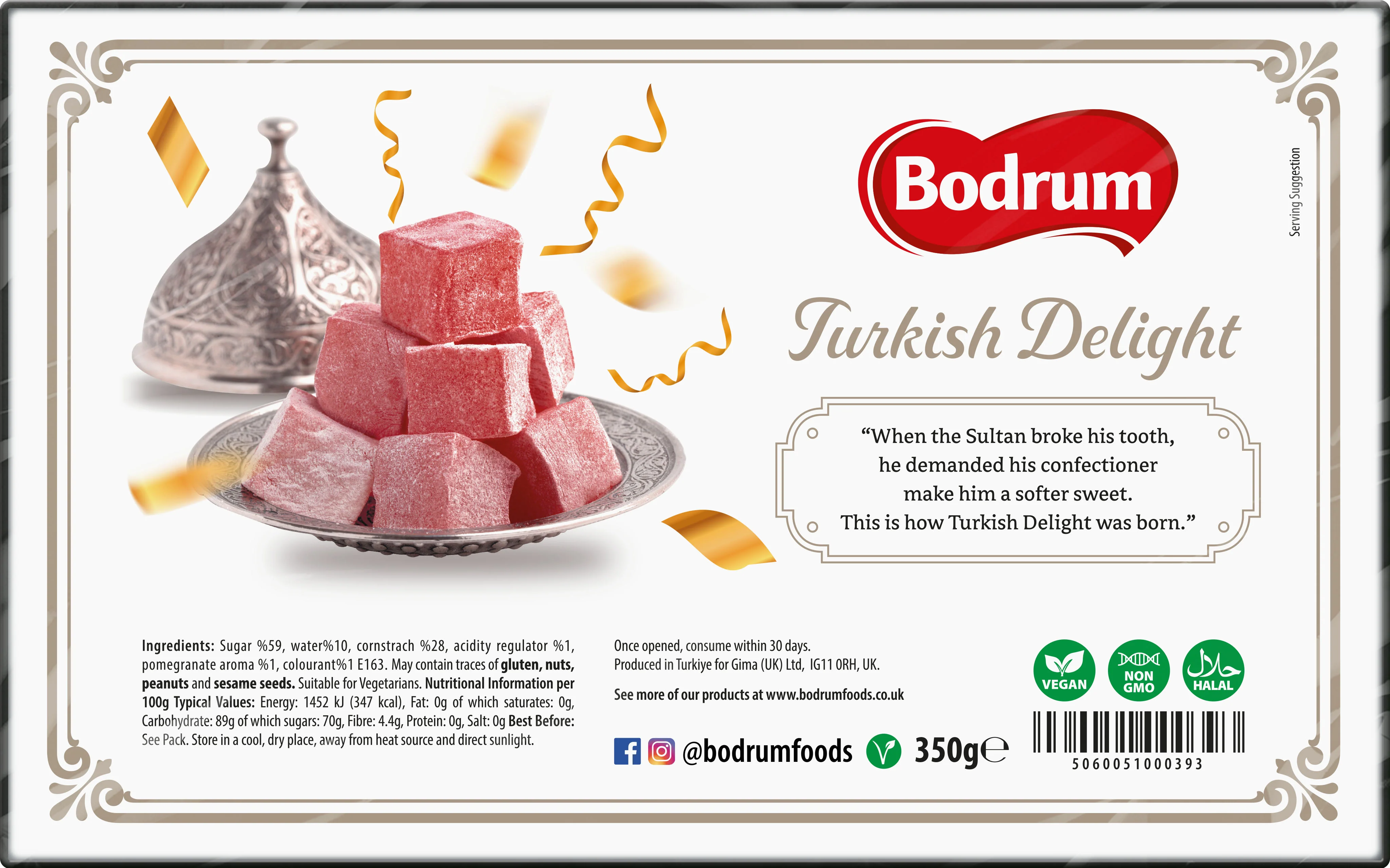 Bodrum Luxury Turkish Delight Pomegranate 350g - Image 2