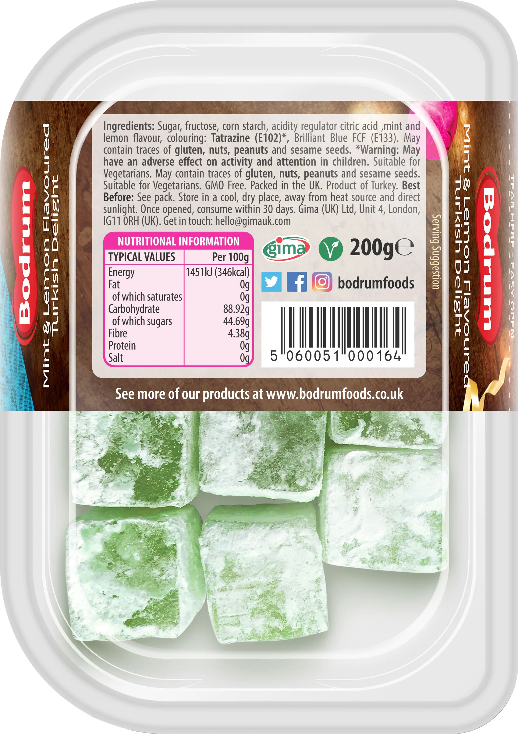 Bodrum Mint & Lemon Turkish Delight 200g - Image 2