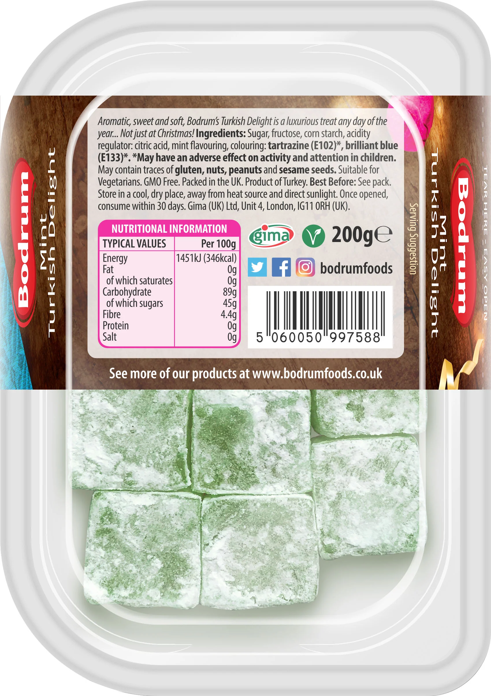 Bodrum Mint Turkish Delight 200g - Image 2