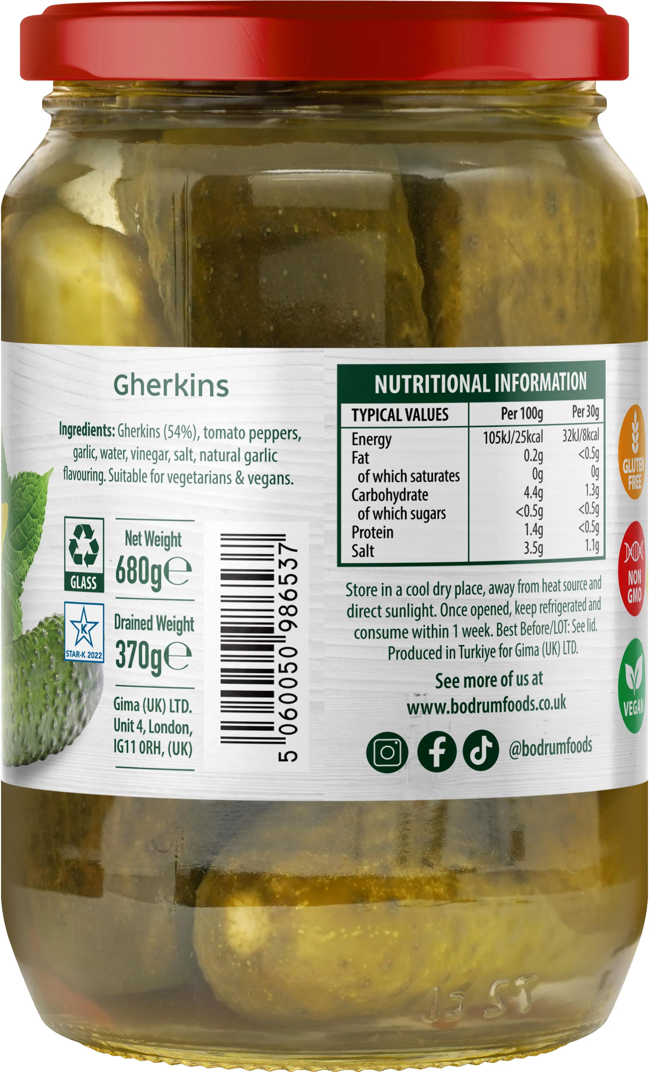 Bodrum Pickled Gherkins 680g - Image 2