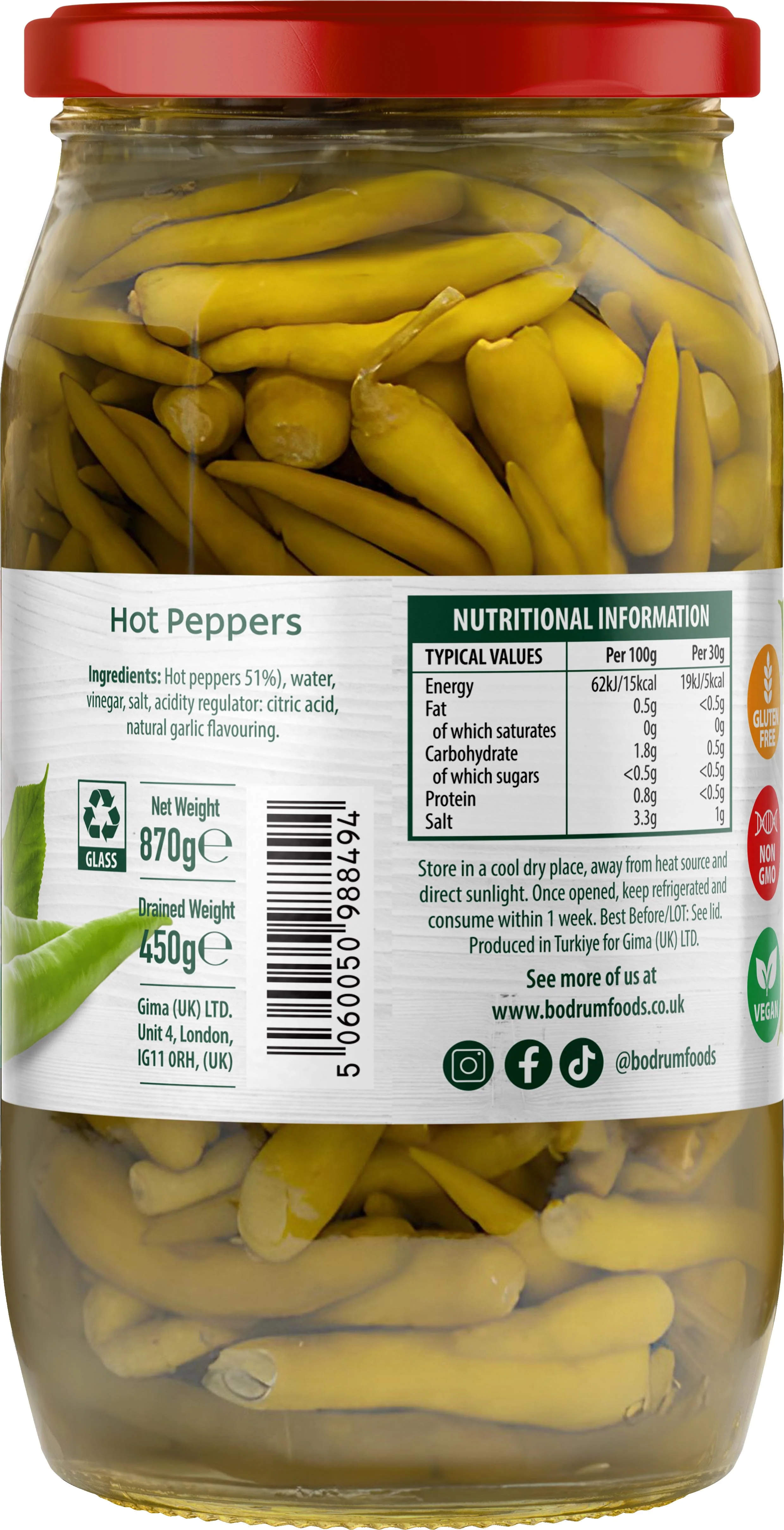 Bodrum Pickled Hot Peppers 840g - Image 2