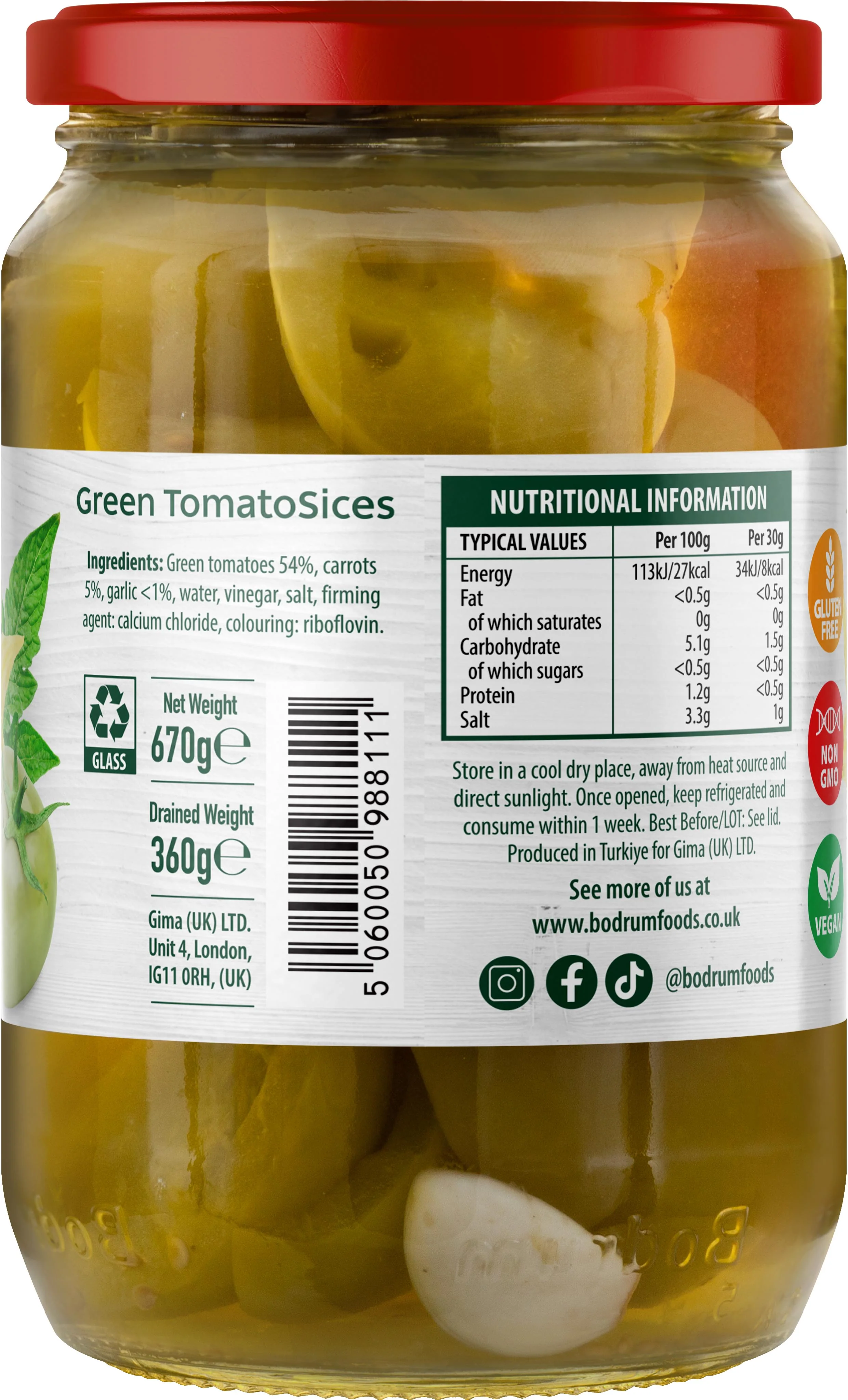 Bodrum Pickled Green Tomato Slices 670g - Image 2