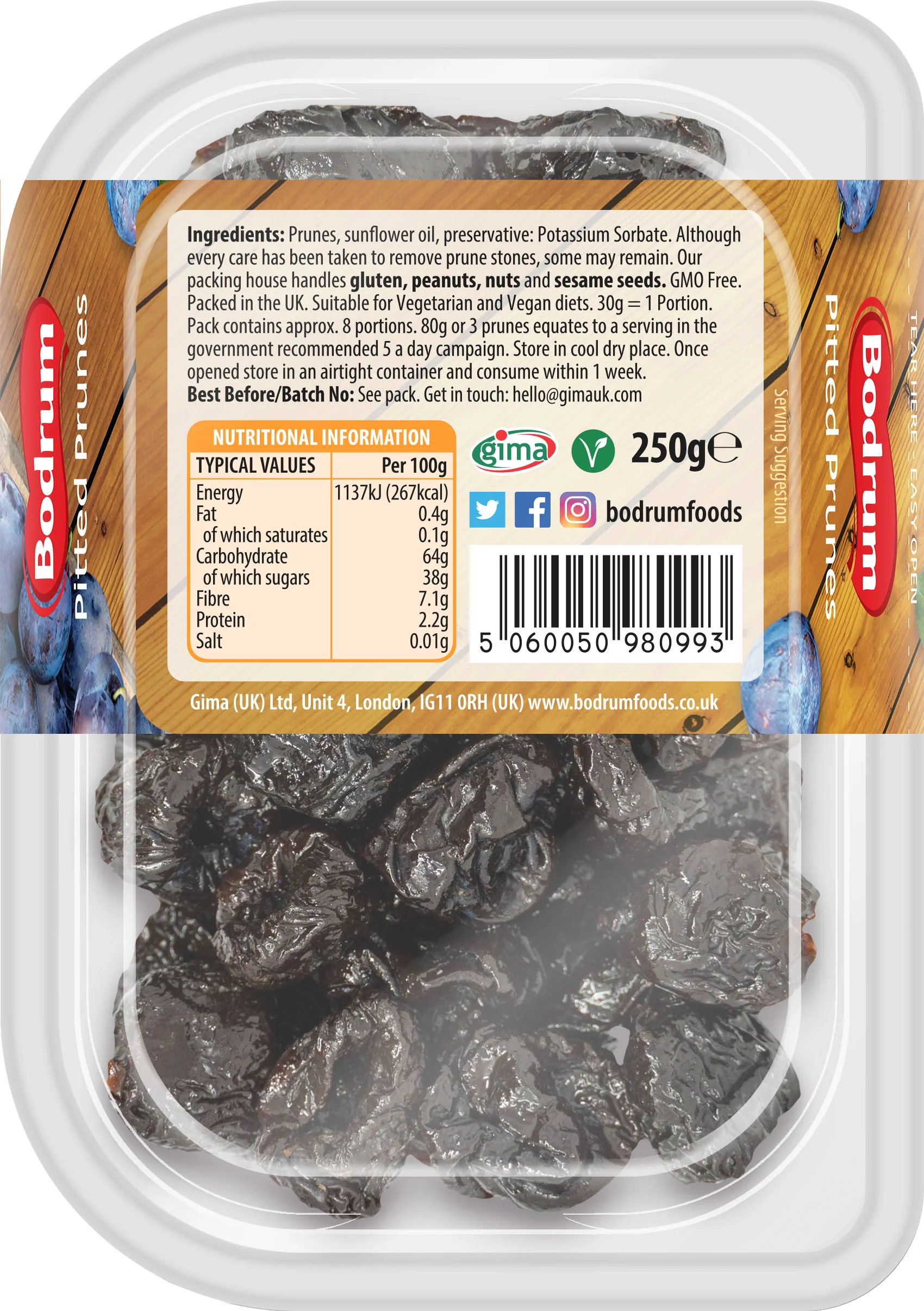 Bodrum Pitted Prunes 250g - Image 2