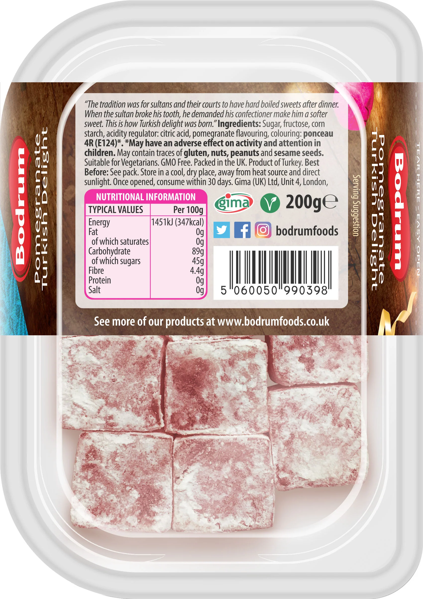 Bodrum Pomegranate Turkish Delight 200g - Image 2