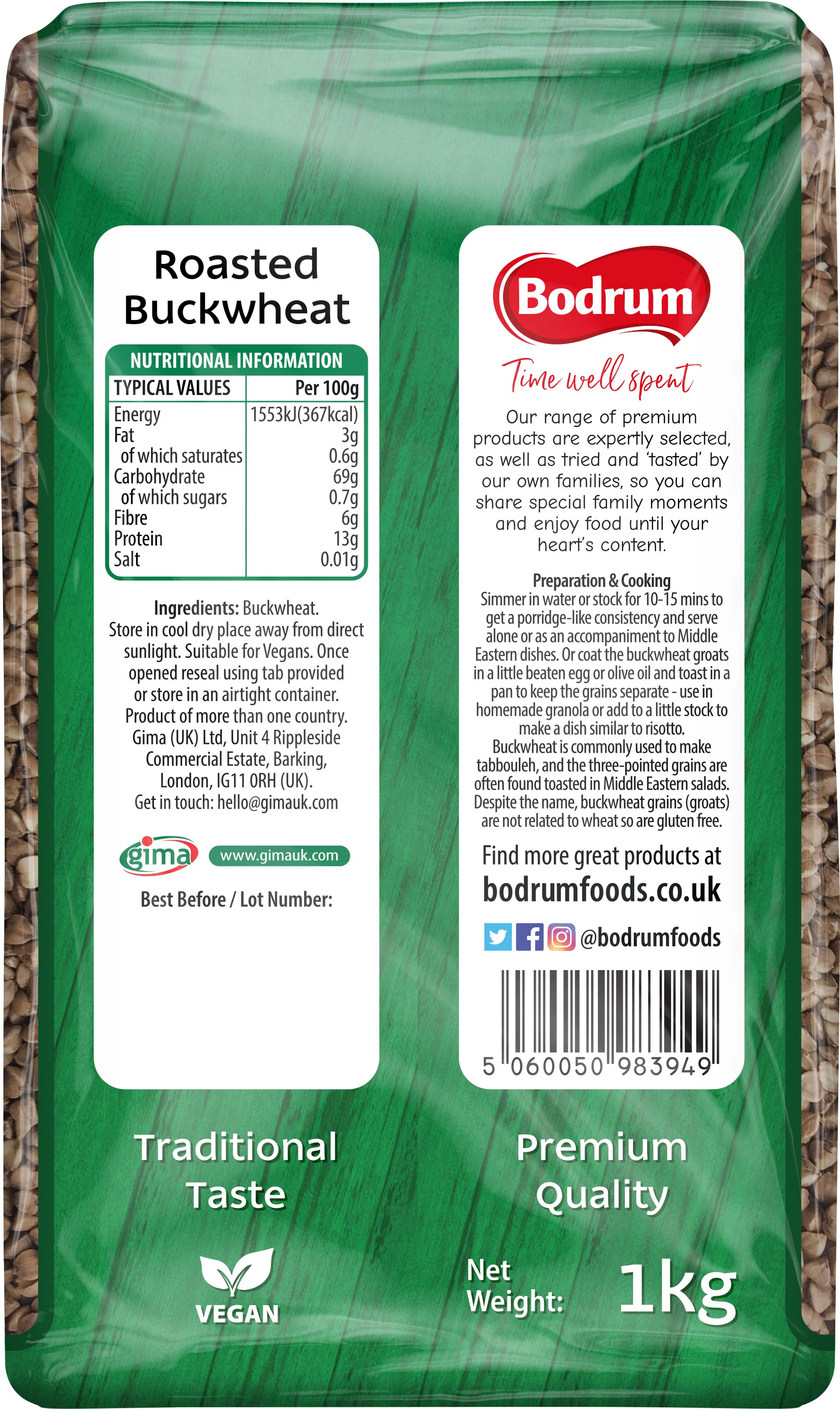 Bodrum Roasted Buckwheat 1kg - Image 2