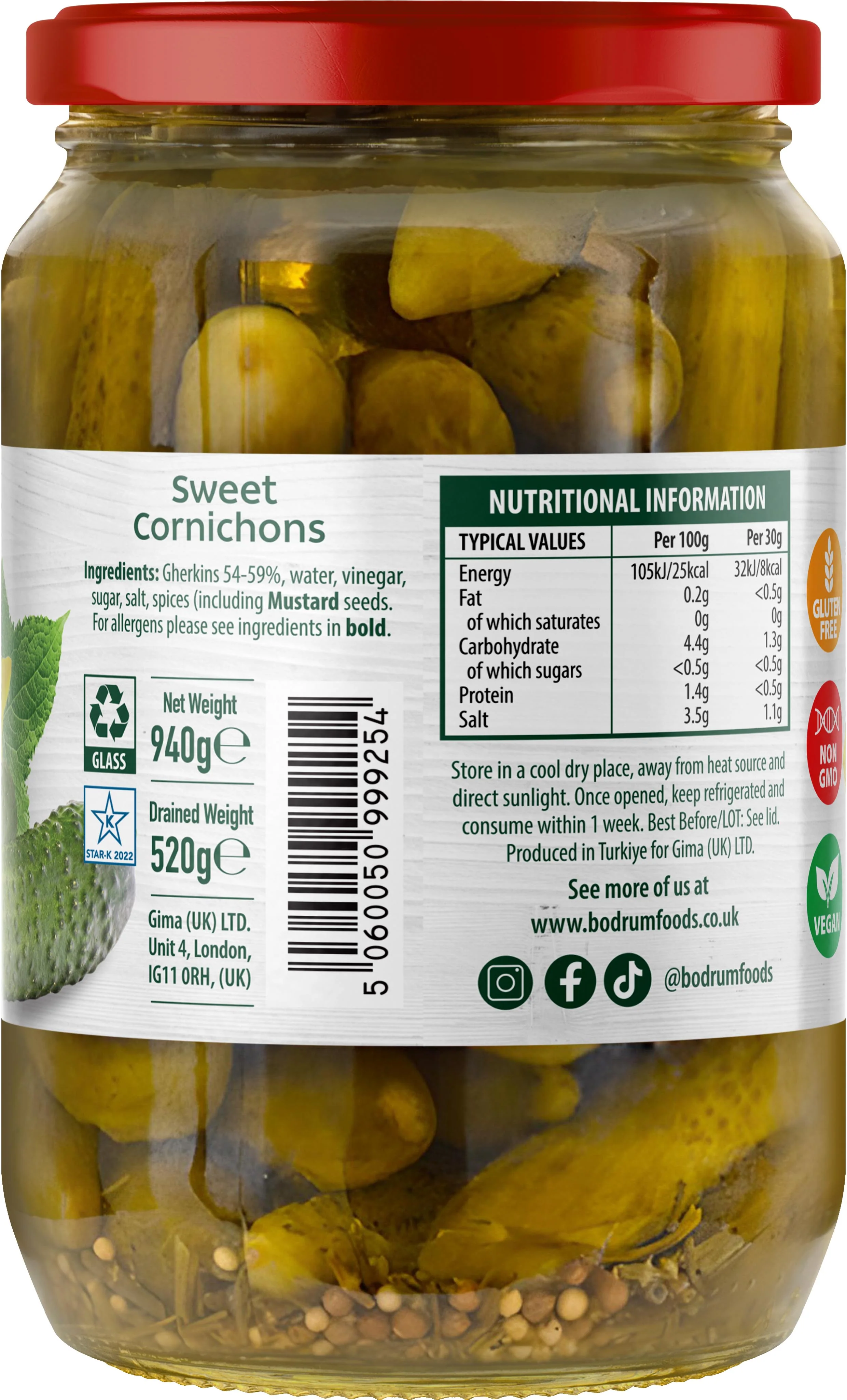 Bodrum Sweet Cornichons 680g - Image 2
