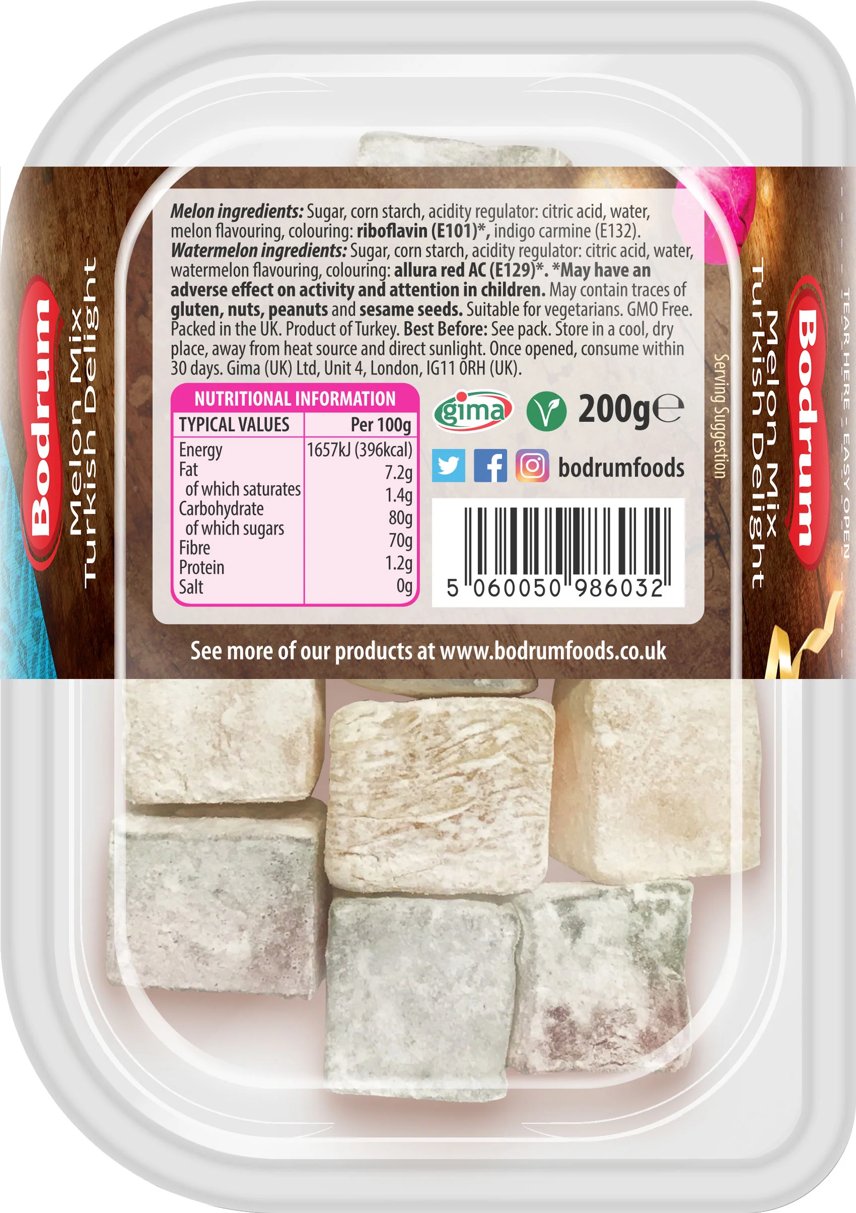 Bodrum Turkish Delight – Melon Mix 200g - Image 2