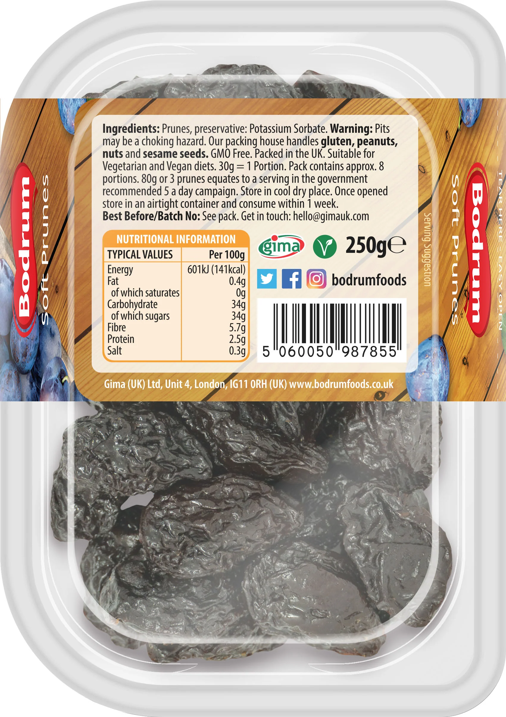 Bodrum Whole Prunes 250g - Image 2