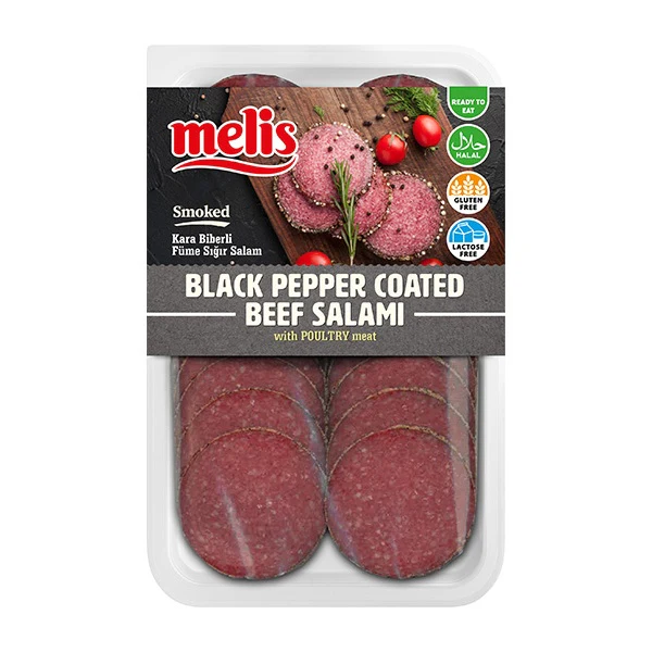Melis Sliced Smoked Beef Salami with a Black Pepper Edge 80g